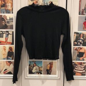 Vintage Black Mock Neck Long Sleeve Shirt